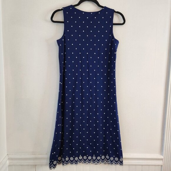 NWT Jude Connally Beth Shift Dress Eyelet Navy Blue Nautical Women's XS - Picture 2 of 10